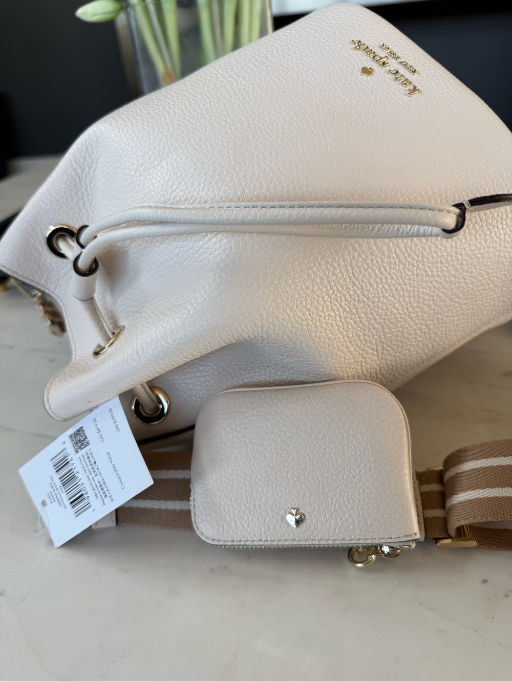 New Kate Spade Rosie Leather Large Bucket Bag Parchment - Picture 6 of 16